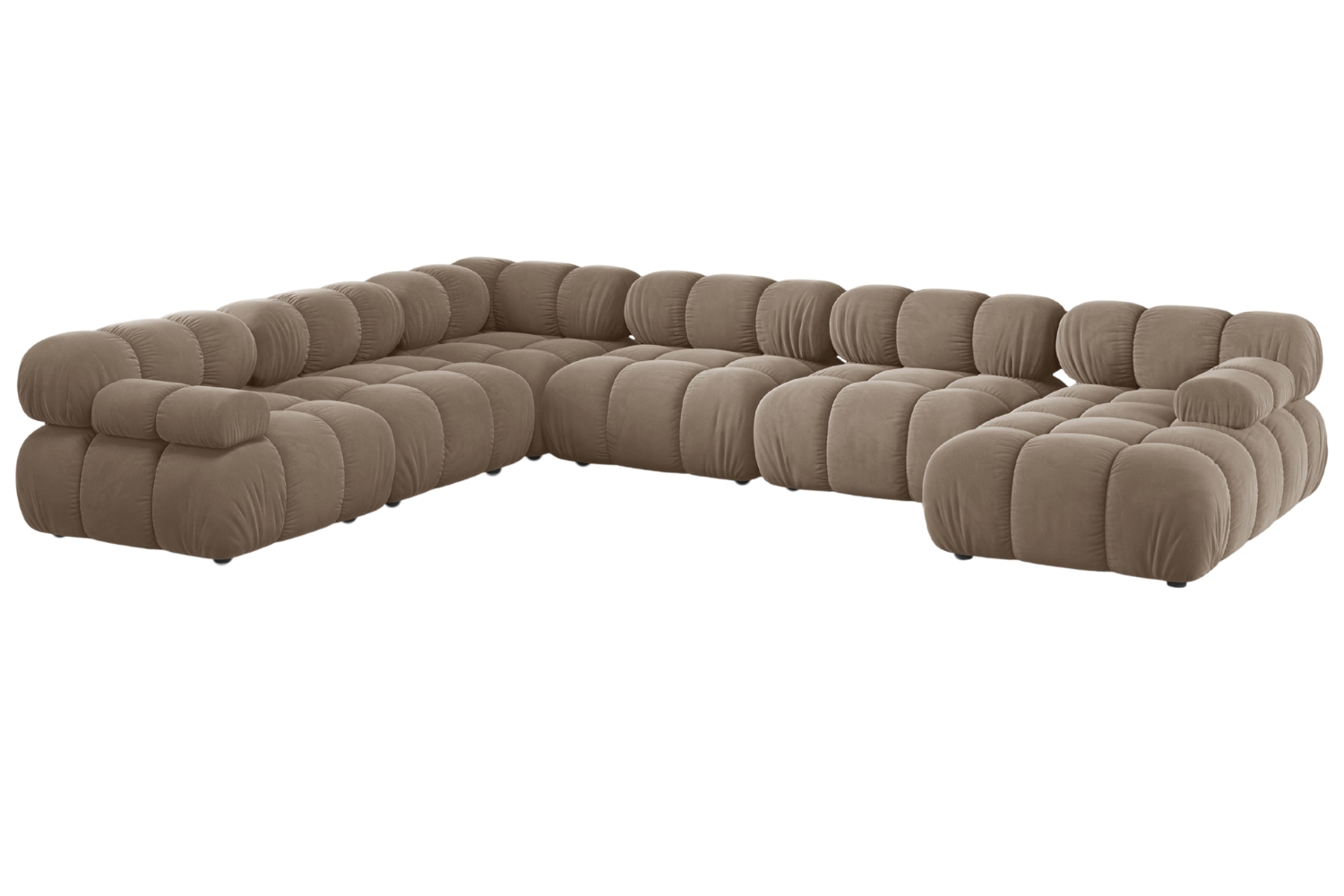 Micadoni Tmavě béžová sametová rohová pohovka Bellis 376 cm, levá