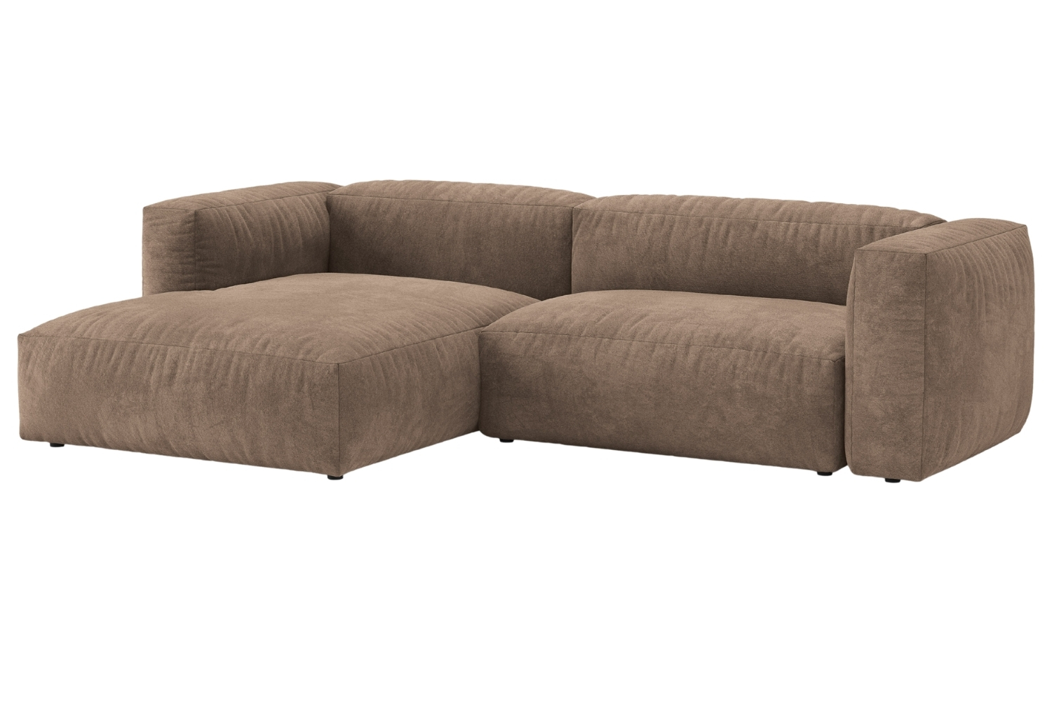 Micadoni Tmavě béžová sametová rozkládací pohovka Martina 280 cm, levá