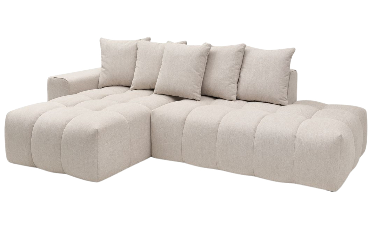 Bobochic Paris Béžová rohová pohovka Mont-Blanc 313 cm, levá