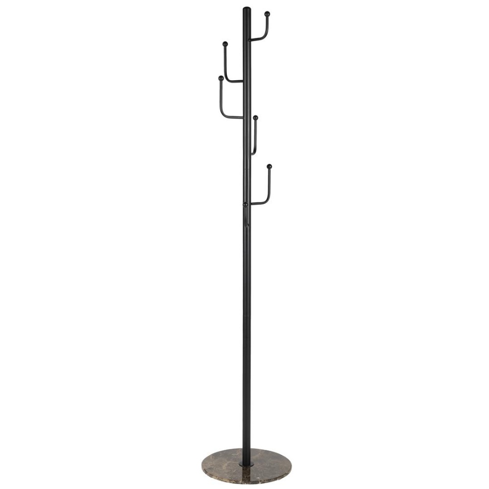 Housecraft Living Čern&yacute; kovov&yacute; stojac&iacute; vě&scaron;&aacute;k Baz 178 cm s mramorovou podstavou