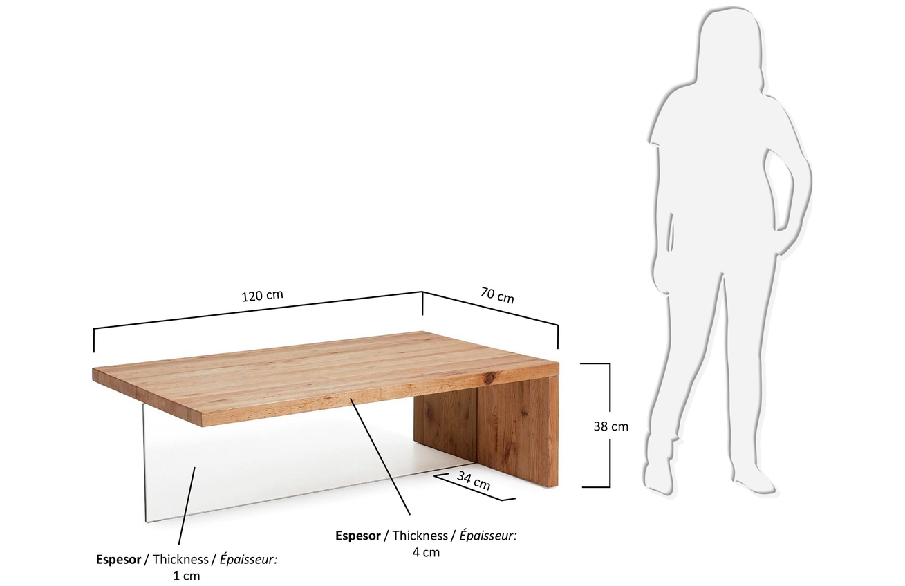 Masivní dubový konferenční stolek Kave Home Tulsi 120 x 70 cm