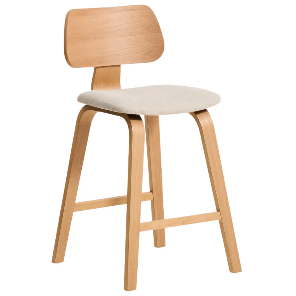 Kave Home Čalouněn&aacute; dubov&aacute; barov&aacute; židle Gena 66 cm