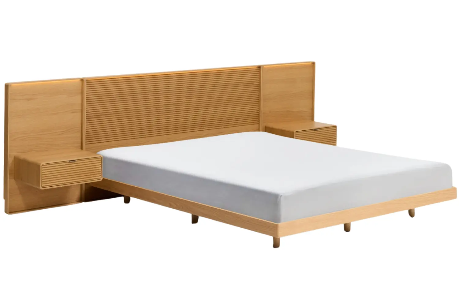 Kave Home Dubová postel Norlen 160 x 200 cm s nočními stolky