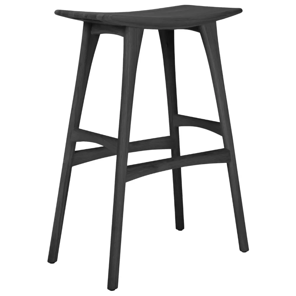 Ethnicraft Černá dubová barová židle Osso 79 cm