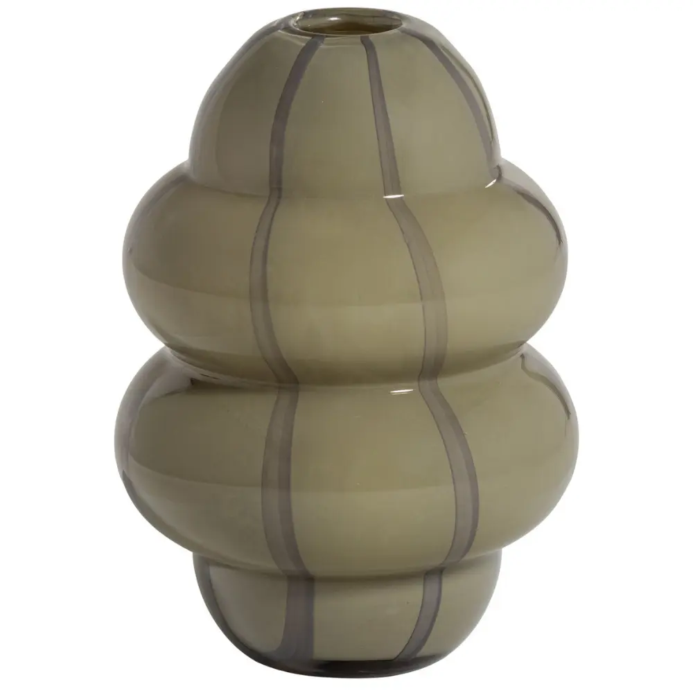 WOOOD Zelená skleněná váza Kency 32 cm