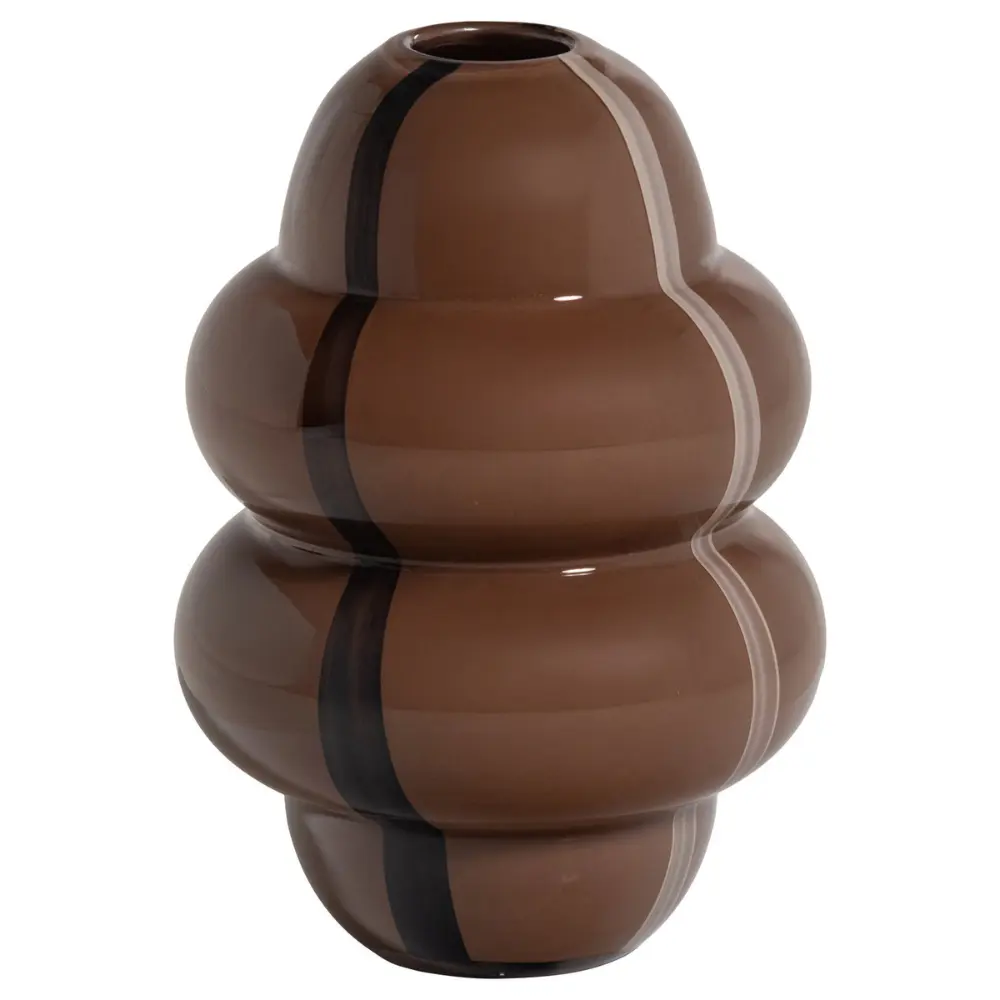 WOOOD Hnědá skleněná váza Kency 32 cm