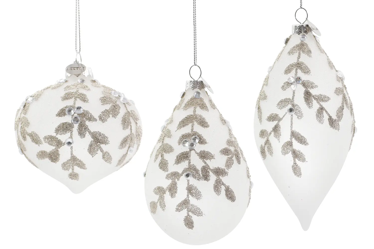 Bizzotto Set &scaron;esti b&iacute;l&yacute;ch v&aacute;nočn&iacute;ch ozdob Leafglow &Oslash;7/8 cm