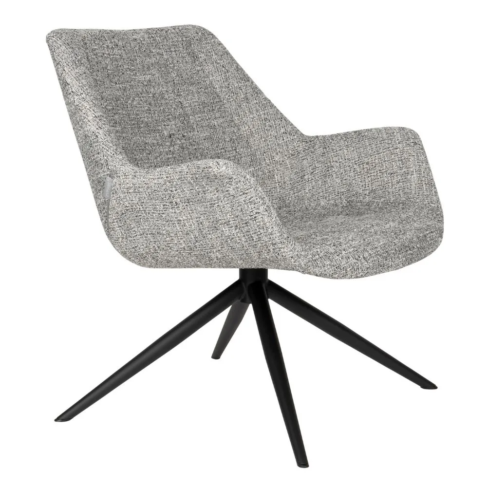 Zuiver Šedé čalouněné otočné lounge křeslo DOULTON