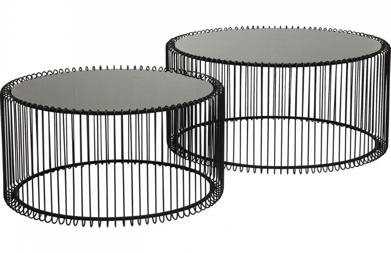 Kare Design Set dvou černých kovových konferenčních stolků Wire 69,5/60 cm