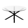 Skleněný konferenční stolek Kave Home Argo 82 cm s černou kovovou podnoží