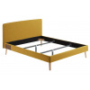 Hořčicově žlutá látková dvoulůžková postel Kave Home Dyla 150 x 190 cm
