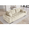 Béžová sametová třímístná rozkládací pohovka MICADONI BYRON 250 cm