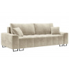 Béžová sametová třímístná rozkládací pohovka MICADONI BYRON 250 cm