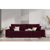 Vínově červená sametová třímístná rozkládací pohovka MICADONI BYRON 250 cm