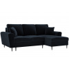 Tmavě modrá sametová rozkládací rohová pohovka MICADONI MOGHAN 241 cm, pravá