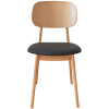 Dubová jídelní židle Rabbit s černým koženkovým sedákem