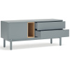 Modrošedý lakovaný dubový TV stolek Teulat Corvo 140 x 40 cm