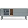 Modrošedý lakovaný dubový TV stolek Teulat Corvo 140 x 40 cm