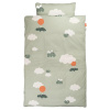 Zelené bavlněné dětské povlečení Done by Deer Happy clouds junior, 100 x 130 cm