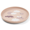 Růžový plastový dětský talíř Done by Deer Happy clouds