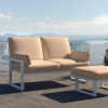 Světle hnědá dvoumístná zahradní pohovka MESONICA Soledo s bílou podnoží 140 cm -fv-interier-25