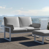 Šedá dvoumístná zahradní pohovka MESONICA Soledo s bílou podnoží 140 cm -fv-interier-25