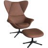 Hnědé kožené lounge křeslo FLEXLUX STILO