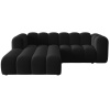Černá sametová trojmístná pohovka MICADONI Lupine 228 cm, levá