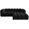 Černá sametová trojmístná pohovka MICADONI Lupine 228 cm, pravá