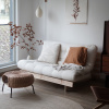 Modro-bílá dvoumístná rozkládací pohovka Karup Design Roots 160 cmBílá dvoumístná rozkládací pohovka Karup Design Roots 160 cm