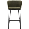 Zelená bouclé barová židle Kave Home Ciselia 75 cm