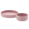 Růžový set silikonového talíře a misky kave home Lili