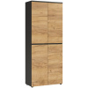 Tmavě šedá kancelářská skříň Germania Lissabon 197 x 80 cm s dubovým dekorem