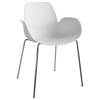 Bílá plastová jídelní židle Seed s chromovanou podnoží