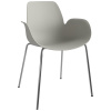 Šedá plastová jídelní židle Seed s chromovanou podnoží