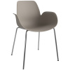 Hnědá plastová jídelní židle Seed s chromovanou podnoží