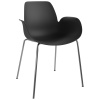 Černá plastová jídelní židle Seed s chromovanou podnoží