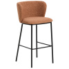 Terakotová čalouněná barová židle Kave Home Ciselia 75 cm