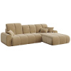 Béžová sametová rozkládací rohová pohovka Devichy Tous 290 cm, pravá