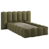 Zelená čalouněná jednolůžková postel Micadoni Lupine 90 x 200 cm s úložným prostorem