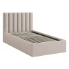 Světle hnědá čalouněná jednolůžková postel Micadoni Allison 90 x 200 cm s úložným prostorem