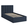 Tmavě modrá čalouněná jednolůžková postel Micadoni Allison 90 x 200 cm s úložným prostorem