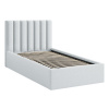 Světle šedá čalouněná jednolůžková postel Micadoni Allison 90 x 200 cm s úložným prostorem