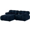 Královsky modrá sametová rohová pohovka MICADONI Bellis 188 cm, levá