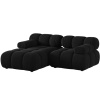 Černá sametová rohová pohovka MICADONI Bellis 188 cm, levá