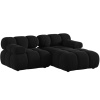 Černá sametová rohová pohovka MICADONI Bellis 188 cm, pravá