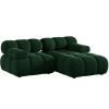 Lahvově zelená sametová rohová pohovka MICADONI Bellis 188 cm, pravá