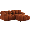 Terakotově oranžová sametová rohová pohovka MICADONI Bellis 188 cm, pravá