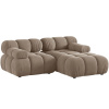 Tmavě béžová sametová rohová pohovka MICADONI Bellis 188 cm, pravá
