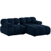 Královsky modrá sametová rohová pohovka MICADONI Bellis 188 cm, pravá